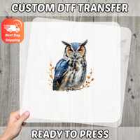 Realistic Owl Nature DTF Transfer for Birdwatcher Apparel Ready to Press Iron-On for Educational Out