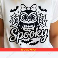 Spooky Owl SVG & PNG – Halloween Owl Silhouette Clipart, Flying Owl Vector, Sublimation PN