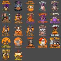 Happy Owl-O-Ween PNG, Cute Spooky Owl Halloween Clipart, Funny Trick or Treat Sublimation Design, Di