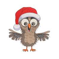 Christmas Owl Embroidery Design, Xmas Owl Embroidery Design, Machine Embroidery Design, 4 Sizes, Ins