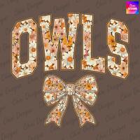 Floral Owls PNG, Boho Sports Team Mascot, Retro Owls Game Day Sublimation Tshirt Design