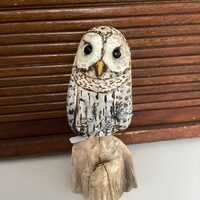 Hand Carved Driftwood Barred Owl