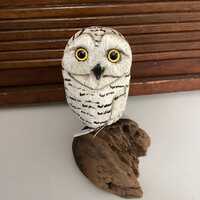 Hand Carved Driftwood Snowy Owl