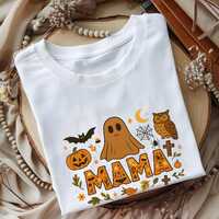 Halloween Mama Shirt – Ghost Pumpkin Owl Graphic Tee Hoodie Sweatshirt, Cute Spooky Fall Top f