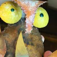 Vintage Mid Century Copper Brass Sculpture Owl on a Branch Art Signed Lee