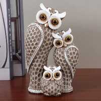 Owl Family Sculpture Set Wise Owl Decor Animal Statue Home Shelf Decor Woodland Gift Rustic Tabletop