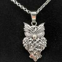 Celtic Knot Design Owl Pendant and Belcher Chain - Sterling Silver