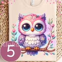 Watercolor Owl Clipart PNG Bundle: Kawaii Scrapbooking Graphics (Digital Download)
