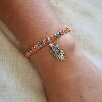 Silver Owl Bracelet: Adjustable Macrame Jewellery