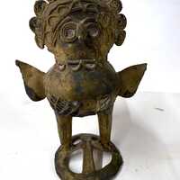 Vintage Indian Dhokra Brass/Bronze Owl Statue, Ethnic Art, Lost Wax Method 6"