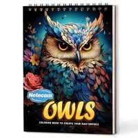 Owls Coloring Book for Adults – A5 Wooden Hardcover, A4 Paper Hardcover, 30 Majestic Owl Desig