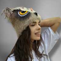 Owl Headpiece Hat, Owl Costume Hat, Bird Costume Hat, Fantasy Animal Hat