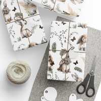 Bunny & Owl Wrapping Paper: Whimsical Animal Print, Nature Design