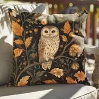 William Morris Owl Pillow Cover: Autumn Botanical Arts & Crafts Cushion