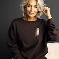 Embroidered Owl Sweatshirt, Cozy Pullover Crewneck, Cottagecore Forest Animal Embroidery, Woodland B