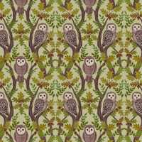 Owl Fabric, Wise Owls on Green Old Quercus by Lewis and Irene Quilting Cotton Fabric A932.B