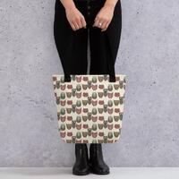 Hand-Drawn Owl Tote Bag: Whimsical Bird Design, Everyday Canvas Tote