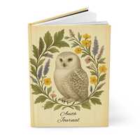 Personalized Snowy Owl Hardcover Journal, Vintage look. Wildflower Planner, Eco-Friendly Gift for Wr
