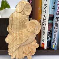 Carved Small Wooden Owl, Woodland Birds Figurine, Hanging Owl Art, Owl Shelf Statuette, Owl Tabletop
