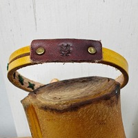 Handmade Leather Bracelet: Vintage Styled with Stamped Owl, Distressed and Stitched