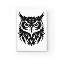 Owl-Themed Journal, Nature Lover's Notebook, Black and White Writing Pad, Wildlife Sketchbook, G