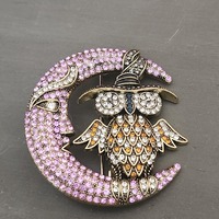 Halloween Brooch, Owl Brooch, Lapel Pin, Rhinestone Brooch, Gift