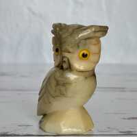Genuine Alabaster Owl Figurine Hand Carved in Italy 2.75” H