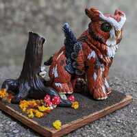 Owl Bear Polymer Clay Figurine