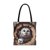 Owl Bag - Rustic Woodland Bird Tote | Faux 3D Carved Barred Owl Design | Eco Friendly Gift Bag