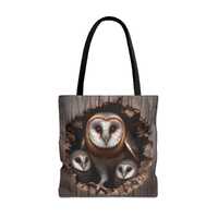 Bird Bag - Rustic Barn Owl Tote | Faux 3D Woodland Owl Design | Eco Friendly Gift Bag