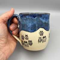 Handmade Ceramic Mug, with Owl Design, by Kingates Pottery on the Isle of Wight. Owl Mug, Coffee Mug