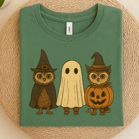 Ghost Owl Halloween PNG, Cute Boo Ghost Owl Pumpkin Clipart, Fall Sublimation Design for Shirts, Mug