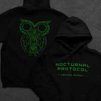 Night Owl Hoodie | Black Heavyweight Pullover with Matrix Owl & Cyber Design – Unisex Stre