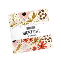 Night Owl Fabric, Charm Pack, Precut 5 Inch Squares, Moda Fabrics, Cotton Fabric, Gingiber, Stacie B