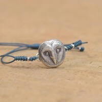 Sterling silver owl bracelet. Wax seal jewelry.Mens bracelet.Owl Mystery adjustable