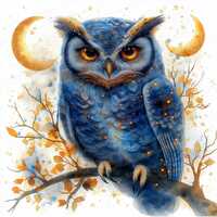 Magical owl clipart 14JPEG Fantasy bird graphic, Stars Moon clipart, junk journal, paper craft, scra