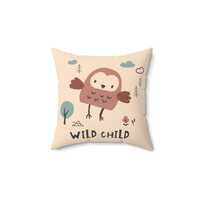Whimsical Owl Pillow | Wild Child Decorative Cushion for Kids' Rooms, Nursery, Playroom, Gift Id