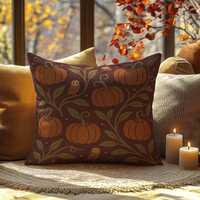 Whimsical Pumpkin Owl Pillow: Faux Suede Autumn Cushion, Rustic Halloween Home Décor, Seasona