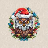 Christmas Owl PNG, Cute Owl with Santa Hat Sublimation Design, Holiday Owl Clipart, Festive Owl PNG 