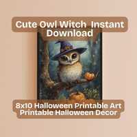 Cute Halloween Owl Printable Wall Art | 8x10 PNG + PDF | Spooky Autumn Decor | Instant Digital Downl