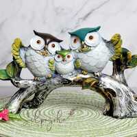 Handcrafted Owl Family Statue — Unique Nature-Inspired Home Decor Piece