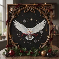 Snowy Owl Cross Stitch Pattern: Christmas Winter Embroidery with Wreath, Stars Snowflakes (PDF Patte