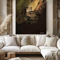 large original owl painting 24x30