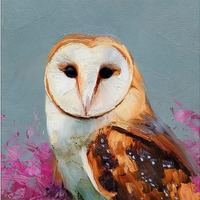 Barn Owl Painting Framed Oil Impasto Bird Wall Art Owl Portrait Original Wildlife Artwork Rustic Hom