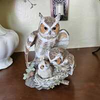 Vintage Great Horned Owls Figurine by Katsumi Ito, Danbury Mint