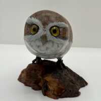 Vintage hand painted saw wet owl folk art figurine, decoy