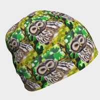 Barred Owl Bird Beanie Hat, Soft Bamboo lining, Cap for Hair Loss, Sensitive Skin, Chemo, Alopecia, 