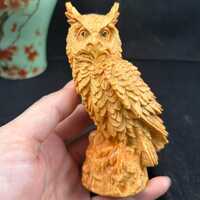 Natural Cliff Cedar Wood Owl Sculpture – Hand-Carved Decorative Figurine Gift  XA035