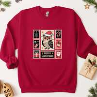 Owl Stamp Christmas Jumper : Vintage Bird Lover Xmas Sweater