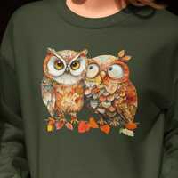 Cute Autumn Owl Sweatshirt, Cute Owl Sweater, Whimsical Woodland Owl Couple Shirt, Cozy Autumn Gift,
